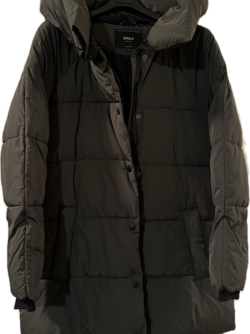 ONLY Black Quilted Puffer Coat with Hood